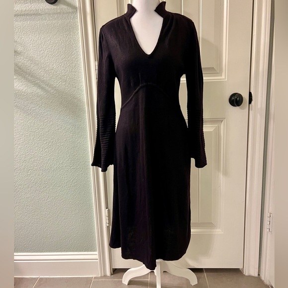 Jessica Howard Eggplant Empire Waist A-line Deep Cut Long Sleeve Sweater Dress S - Picture 1 of 11
